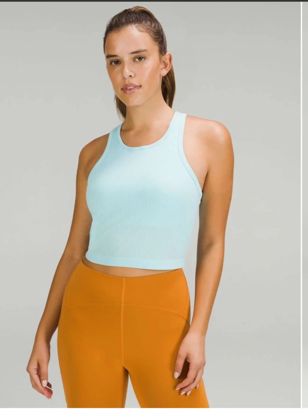 Lululemon- Sz 12- Icing Blue- Ebb to Street Crop Tank- Racerback